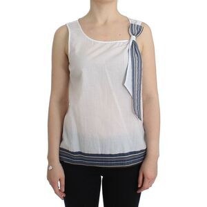 Ermanno Scervino Sleeveless Cotton Top Bow Accent Women White Tops & T-Shirts